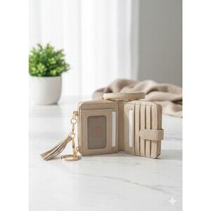 Wristlet Bangle Keychain Wallet | Faux Leather Card Holder ID Tassel Key Ring Cl